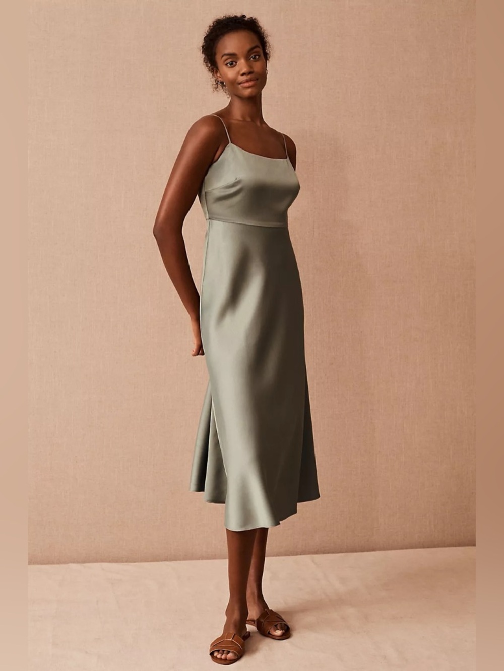 Anthropologie BHLDN Leti Midi Dress Moss Green size 2